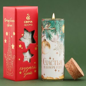 Свеча интерьерная в колбе Счастья аромат миндаль 3х3х8см 9469521