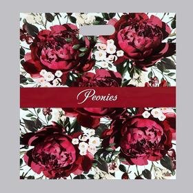 Полиэтиленовый пакет Бордовые пионы 38х45см 7003252