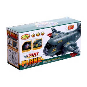 Самолет транспортный работает от батареек световые и звуковые эффекты серый 7183803