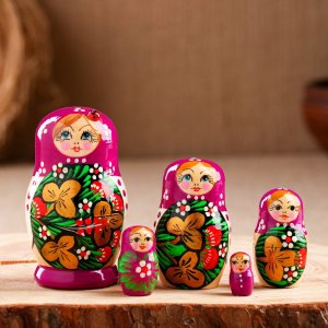 Матрешка Божья коровка фиолетовый платок 5 кукольная 9-11 см 4097412