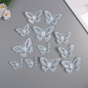 Наклейки бумага Бабочки с узорами матовый голубой 12 шт 10524252