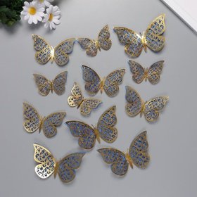 Наклейки бумага,пластик Цветочные бабочки синие 12 шт 10524265