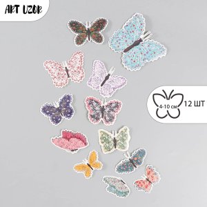 Набор наклеек Бабочки Цветочки Ситец набор 12 шт 4-10 см 9668909