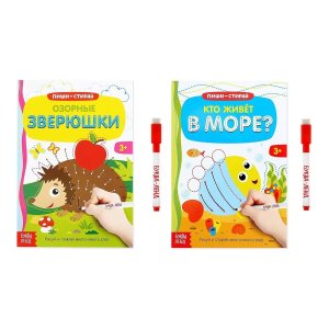 Набор многораз книг с маркером Напиши и сотри Развиваем мелкую моторику 2 шт 4571559