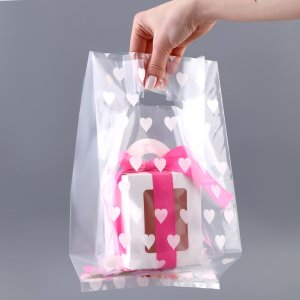 Полиэтиленовый пакет Сердечки 17х33+17 60 мкм  10638987