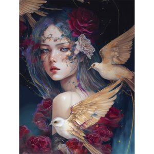 Алмазная вышивка 30*40 см Птицы с частич заполнением холст 9605282