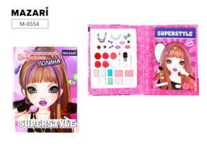 Альбом для творч Полина Стиль в папке 40 стр с контуром + 2 стр с накл косметика M-6554 