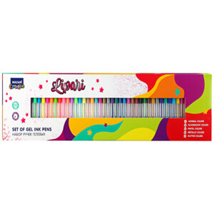 Набор ручек гелевых LIPARI 50цв 4 основные 10 флуор 10 пастель 12 металлик M-5510-50