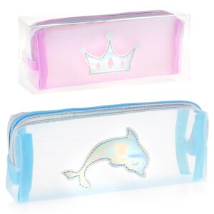 Пенал косметичка GENTLE QUEEN S 19х4,5х7см на молнии текстиль асс розовый/голубой М-9437