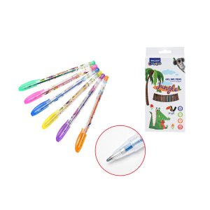 Набор ручек гелевых  6цв с блёстками JUNGLE с ароматизир M-5426-6