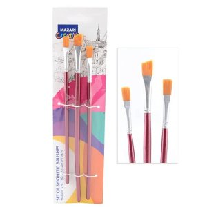 Набор кистей 3шт нейлон №2, №4, №6 плоские M-5178