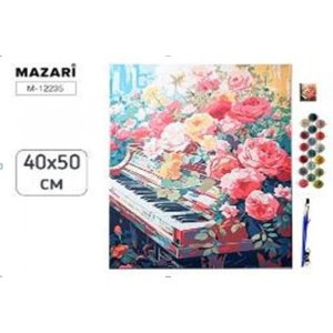 Картина по номерам 40х50 ЦВЕТЫ И РОЯЛЬ M-12235
