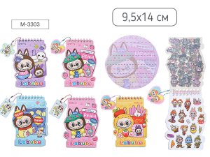 Блокнот ЗУБАСТИК 9.5х14см 30л в линейку + 8 листов с наклейками M-3303