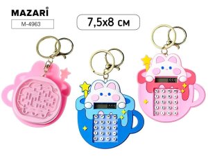 Калькулятор ЗАЙКА, на брелоке, 8 разрядов, батарейка LR1130 в комплекте, пластиковый корпус, 75х80 м