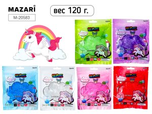 Слайм ЕДИНОРОГ 120 г зип пакет 6 цветов ассорти M-20583