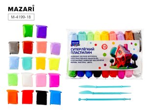 Суперлёгкий пластилин масса д/лепки 18цв M-4199-18