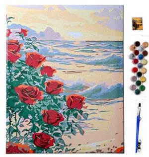 Картина по номерам РОЗЫ И МОРЕ 30х40 M-12240