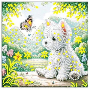 Алмазная мозаика СОБАЧКА 20х20 см частичная выкладка M-12207