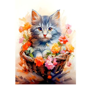 Алмазная мозаика с мольбертом КОШКА 21х25см M-12309