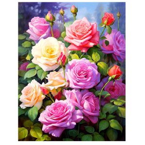 Алмазная мозаика с мольбертом ЦВЕТЫ 21х25см M-12316