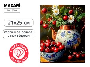 Алмазная мозаика с мольбертом ЧЕРЕШНЯ 21х25см M-12383