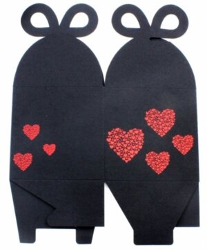 Подарочная коробка Красные Сердечки 11,5x11,5х11,5см Черный крафт 45852