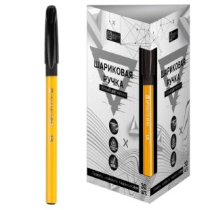 Ручка шар 1мм Черная трехгран 64131