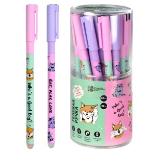 Ручка гелевая 0,5мм Синяя стираемая Животные 67382