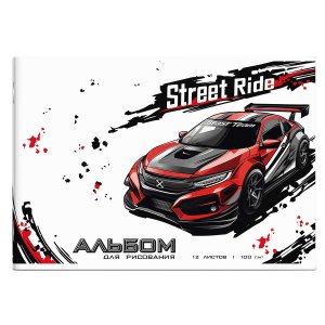 Альбом 12л Красно-черная машина 69858