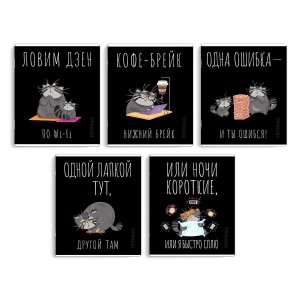 Тетрадь  48л Клетка Серый кот 68541