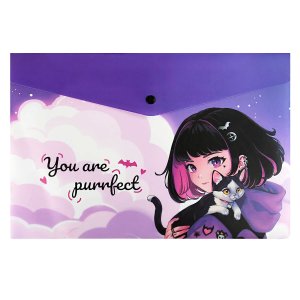 Папка на кнопке А4 Брюнетка на закате пластик 69301