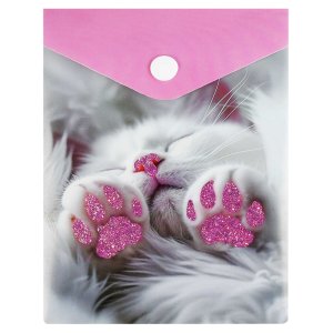 Папка на кнопке А6 пластик Котолапки 15.8х11.4см 180мкм 69024