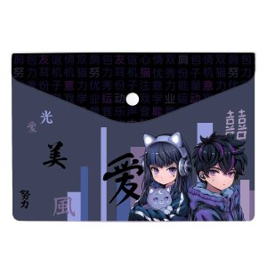 Папка на кнопке А5 пластик Кибер аниме 69018