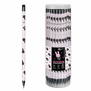 Карандаш ч/г HB Зайки и бантики черное дерево асс 70086