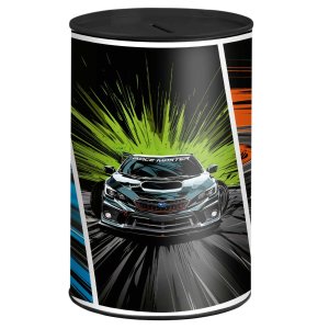 Копилка 15,7х10х10см Неоновые тачки металл Чёрный 69378