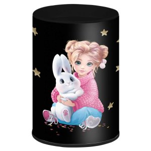Копилка подставка для канц принадлежностей 10,4х7,5х7,5см Девочка и зайка 69368