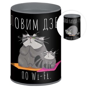 Копилка подставка для канц принадлежностей 10,4х7,5х7,5см Серый кот 69373