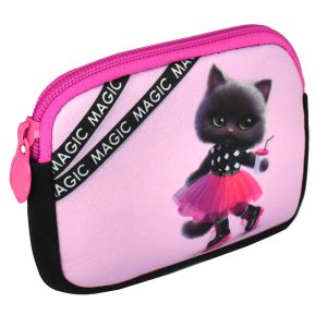 Кошелёк для банкнот и монет 12х9х1,8см Кошечка в юбочке неопрен молния 69079
