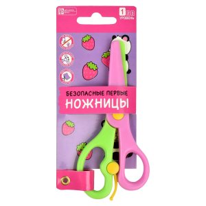 Ножницы 13,6см Пандочки пластик розовый/салатовый 61429