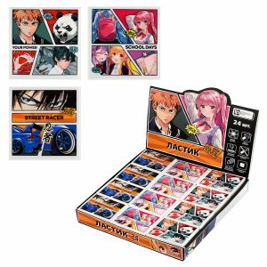 Ластик АНИМЕ КОМИКС асс разноцв 40х40х9мм 70039