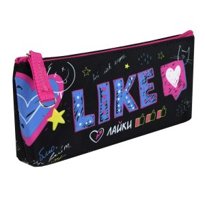 Пенал школьный Феникс+, арт.68412/ 30 ЛАЙК (без наполнения, 21х3,5х8 см, микрофибра на ПВХ-основе, м
