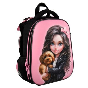 Ранец  БРЮНЕТКА С СОБАЧКОЙ 27х37х13см полиэстер ЭВА-панель сублимационная печать 68240