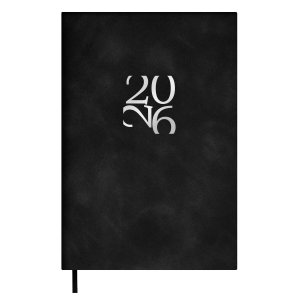 Ежедневник 120л датир А6 2026 БЕЙБИСКИН ЧЁРНЫЙ кожзам 70315