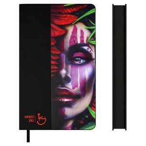 Ежедневник 160л недатир А5 ESCALADA #КИРИЛЛ JOKE  Портрет в перьях Черный Кожзам 70673