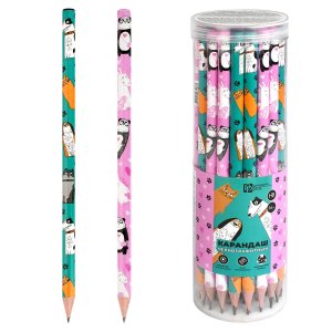Карандаш чернографитный арт. 70079 / 36 АРТ-БРАТВА (ПЭТ-тубус, 36 шт., ассорти, твердость грифеля: H
