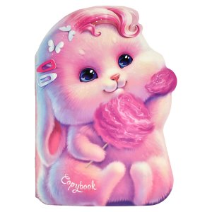 Тетрадь 40л арт. 64824/ЗАЙКА И СЛАДКАЯ ВАТА /180х255 мм, фигурная вырубка, мягкий переплёт (2 скобы)