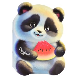 Тетрадь 40л арт. 64828/ПАНДА И АРБУЗ /180х255 мм, фигурная вырубка, мягкий переплёт (2 скобы). вн.бл