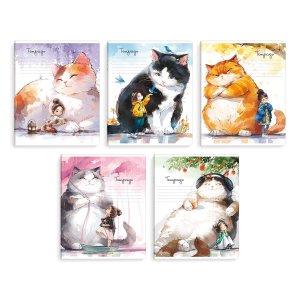 Тетрадь школьная ученическая, 18 л, клетка, арт. 70894/ 10 БОЛЬШИЕ КОТЫ /А5+, мягкий переплёт (2 ско