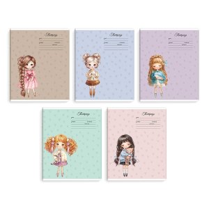 Тетрадь школьная ученическая, 18 л, клетка, арт. 70906/ 10 МАЛЕНЬКИЕ МОДНИЦЫ /А5+, мягкий переплёт (