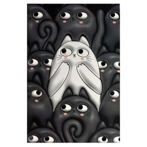 Тетрадь, 32 л. дизайнерский блок(клетка), арт. 70428/ 3D-КОТЫ/ 141х215 мм, А5 мягкий переплёт (2 ско